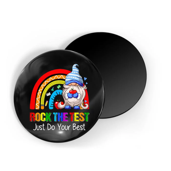 Rock The Test Funny Teacher Testing Day Rainbow Gnomes Magnet