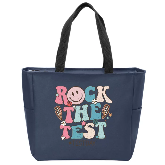 Rock The Test Testing Day Retro Motivational Teacher Student Zip Tote Bag