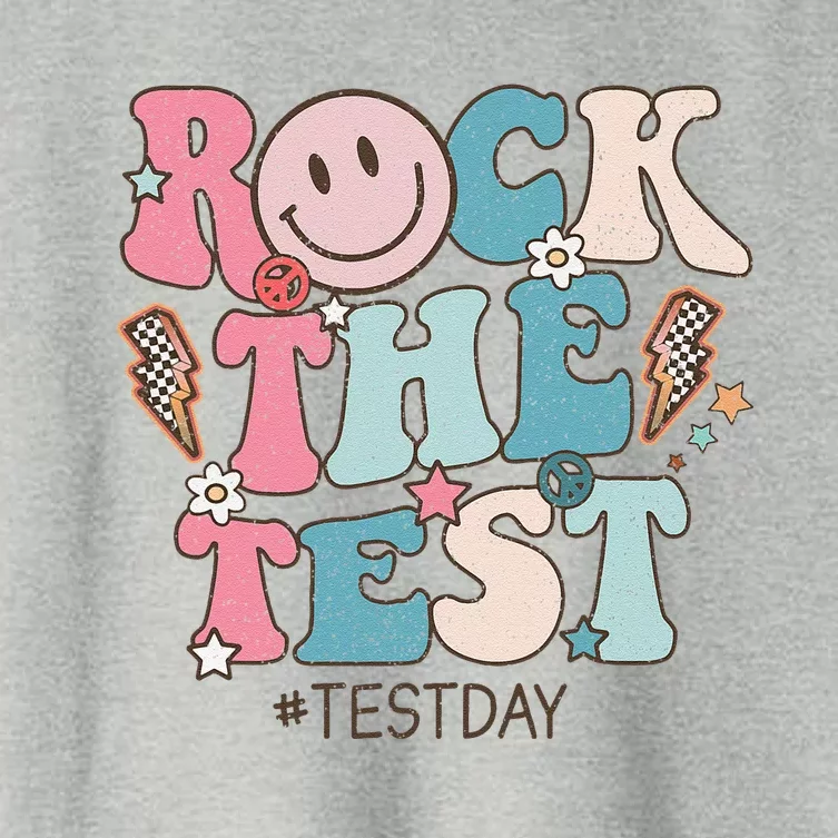 Rock The Test Testing Day Retro Motivational Teacher Student Women's Crop Top Tee