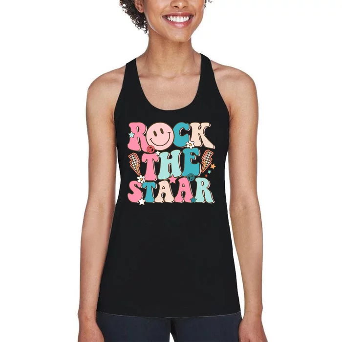 Rock The Test Test Day Teachers Motivational Rock The Staar Women's Racerback Tank