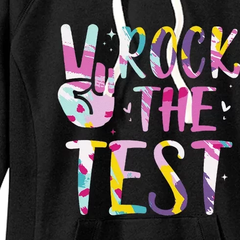 Rock The Test Testing Day Retro Motivational Teacher Student Women's Fleece Hoodie