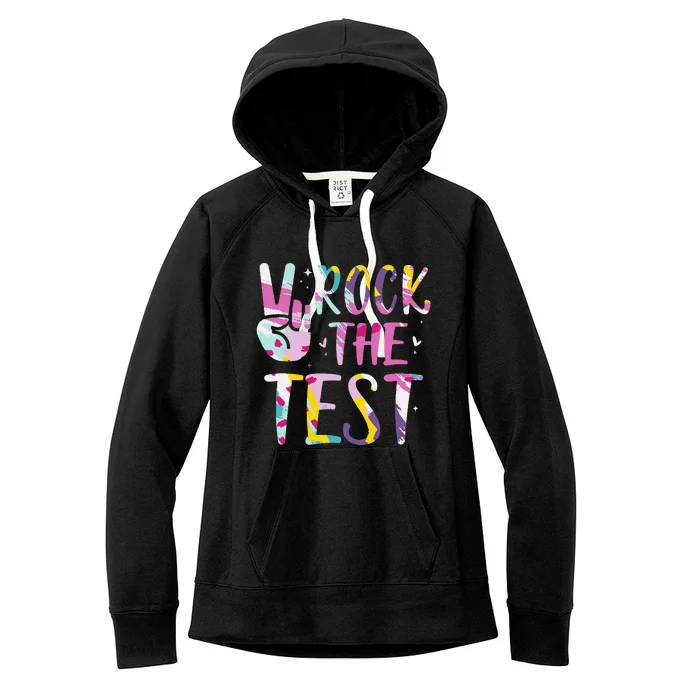 Rock The Test Testing Day Retro Motivational Teacher Student Women's Fleece Hoodie