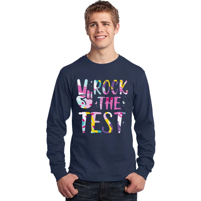 Rock The Test Testing Day Retro Motivational Teacher Student Tall Long Sleeve T-Shirt