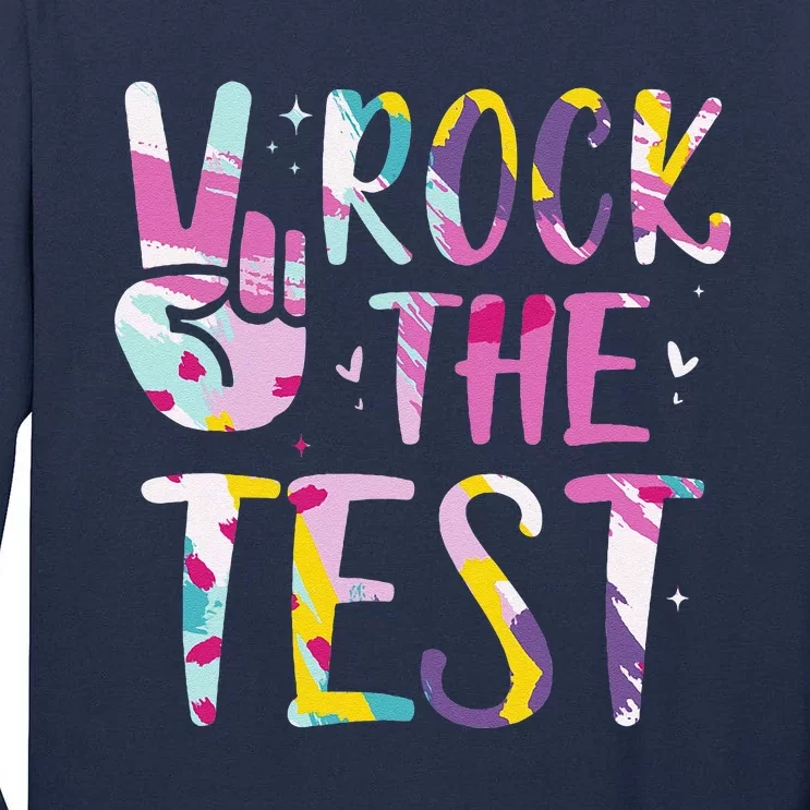 Rock The Test Testing Day Retro Motivational Teacher Student Tall Long Sleeve T-Shirt