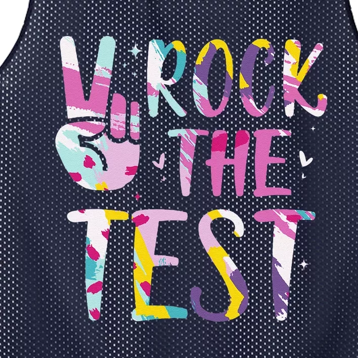 Rock The Test Testing Day Retro Motivational Teacher Student Mesh Reversible Basketball Jersey Tank