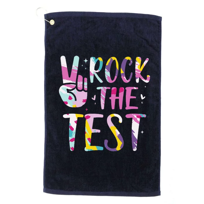 Rock The Test Testing Day Retro Motivational Teacher Student Platinum Collection Golf Towel