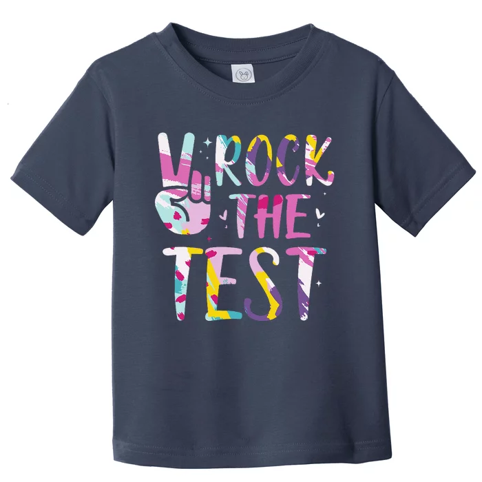 Rock The Test Testing Day Retro Motivational Teacher Student Toddler T-Shirt