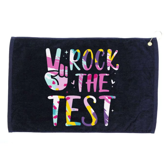 Rock The Test Testing Day Retro Motivational Teacher Student Grommeted Golf Towel