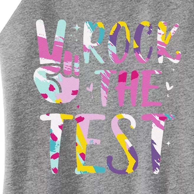 Rock The Test Testing Day Retro Motivational Teacher Student Women’s Perfect Tri Rocker Tank