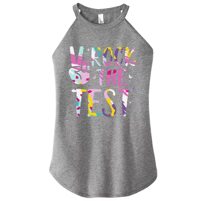 Rock The Test Testing Day Retro Motivational Teacher Student Women’s Perfect Tri Rocker Tank