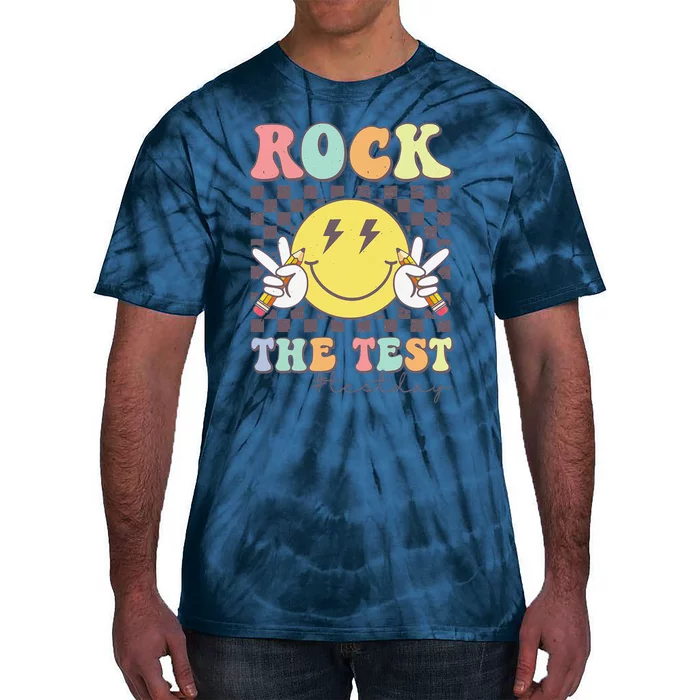 Rock The Test Testing Day Retro Motivational Teacher Student Tie-Dye T-Shirt