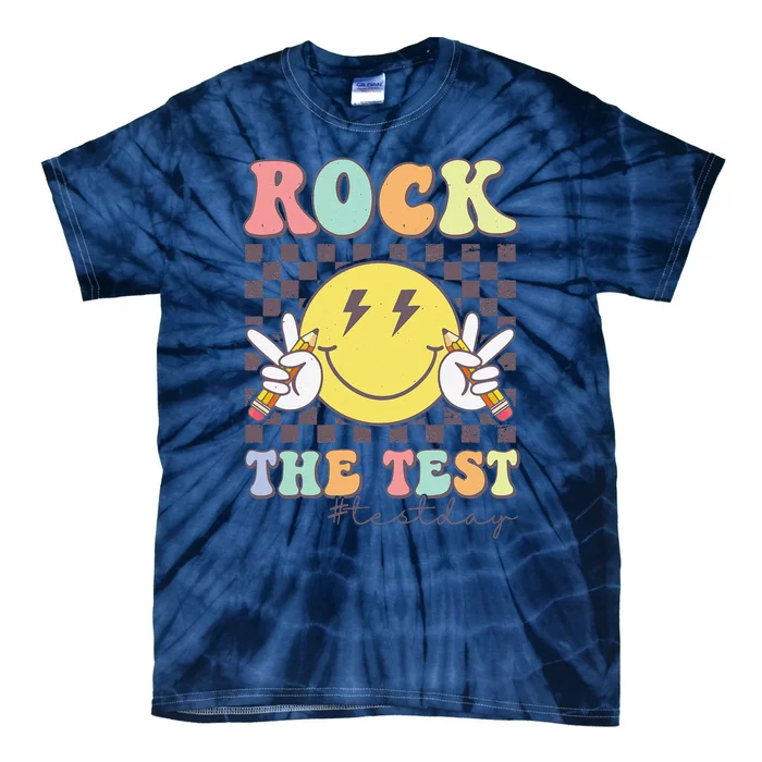 Rock The Test Testing Day Retro Motivational Teacher Student Tie-Dye T-Shirt