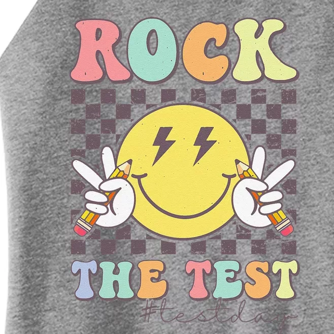 Rock The Test Testing Day Retro Motivational Teacher Student Women’s Perfect Tri Rocker Tank