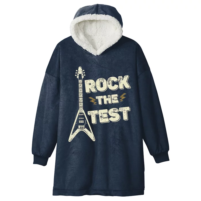 Rock The Test Guitar Testing Day Teacher Test Day Teacher Hooded Wearable Blanket