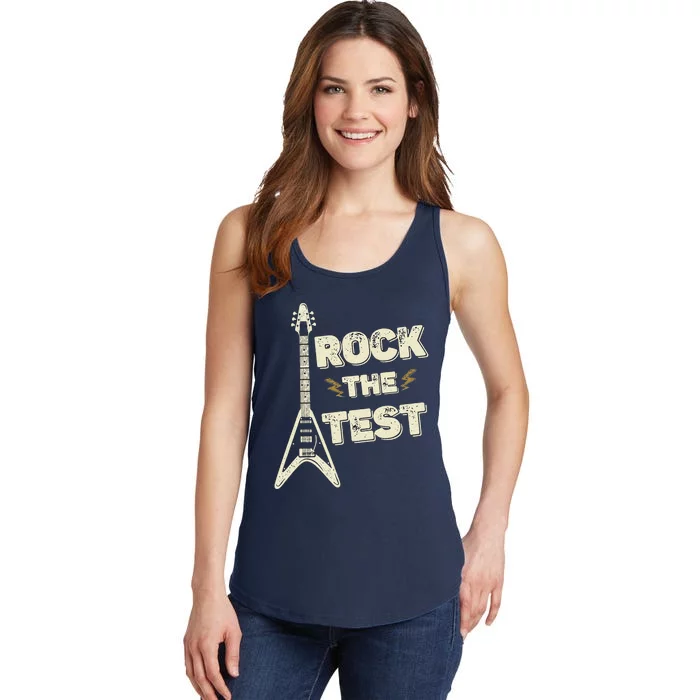 Rock The Test Guitar Testing Day Teacher Test Day Teacher Ladies Essential Tank