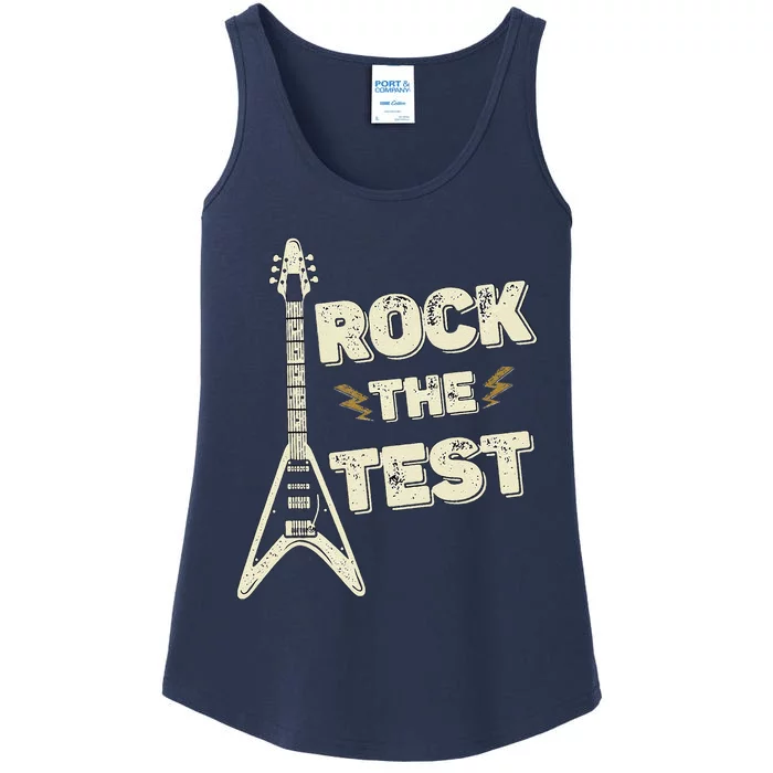 Rock The Test Guitar Testing Day Teacher Test Day Teacher Ladies Essential Tank