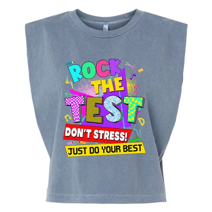 Rock The Test Dont Stress Testing Day Garment-Dyed Women's Muscle Tee