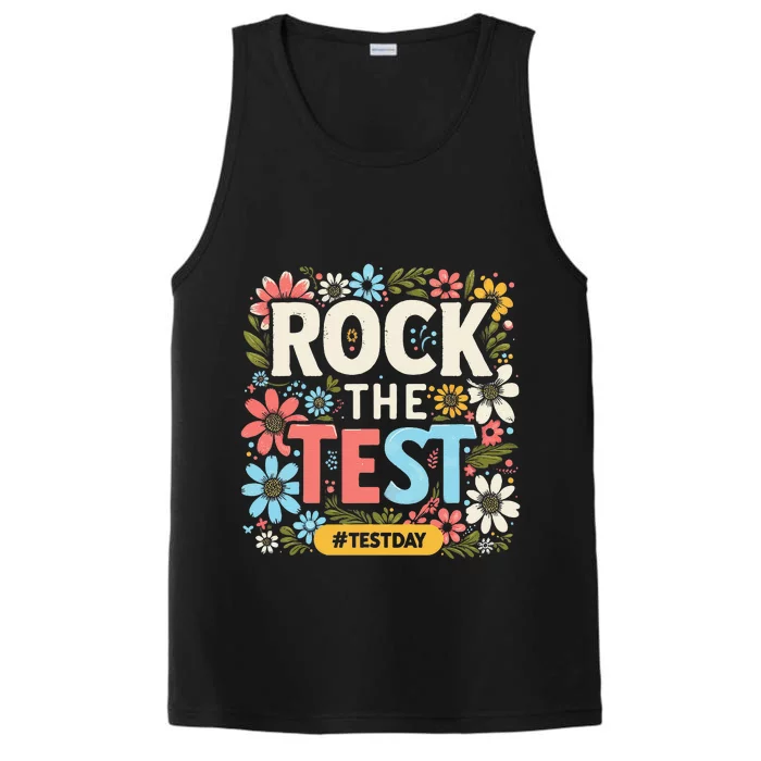 Rock The Test Motivational Teacher Student Testing Day Performance Tank