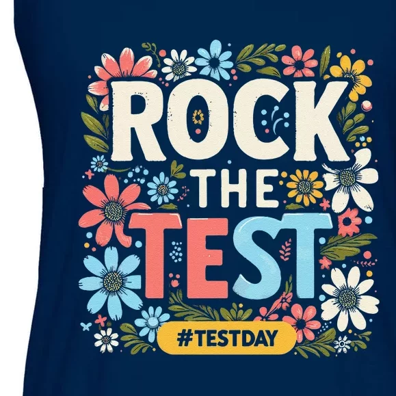 Rock The Test Motivational Teacher Student Testing Day Ladies Essential Flowy Tank