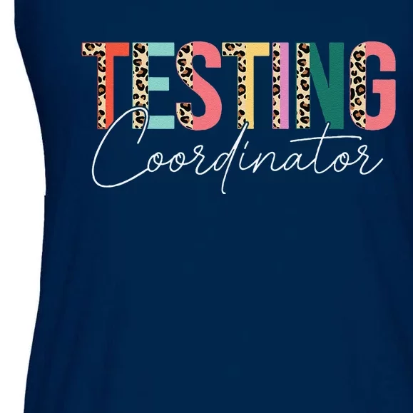 Rock The Test Teacher Test Day Testing Coordinator Leopard Ladies Essential Flowy Tank