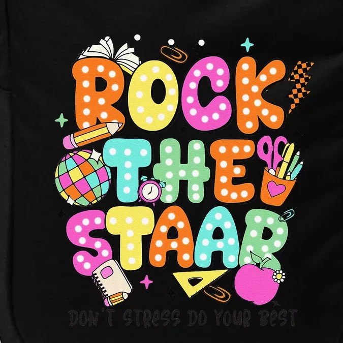 Rock The Test Staar Day Teacher Motivational Testing Day Impact Tech Backpack