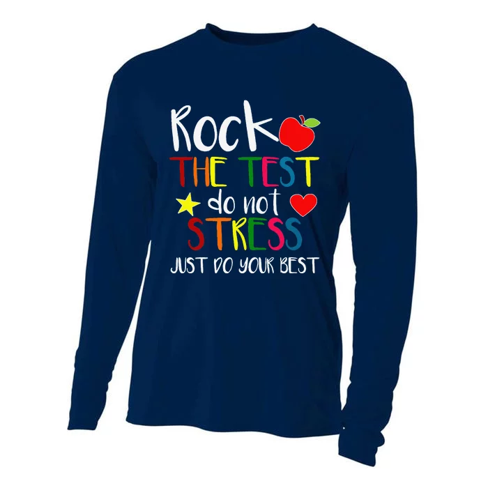 Rock The Test Teacher Test Day Testing Day Funny Teacher Cooling Performance Long Sleeve Crew