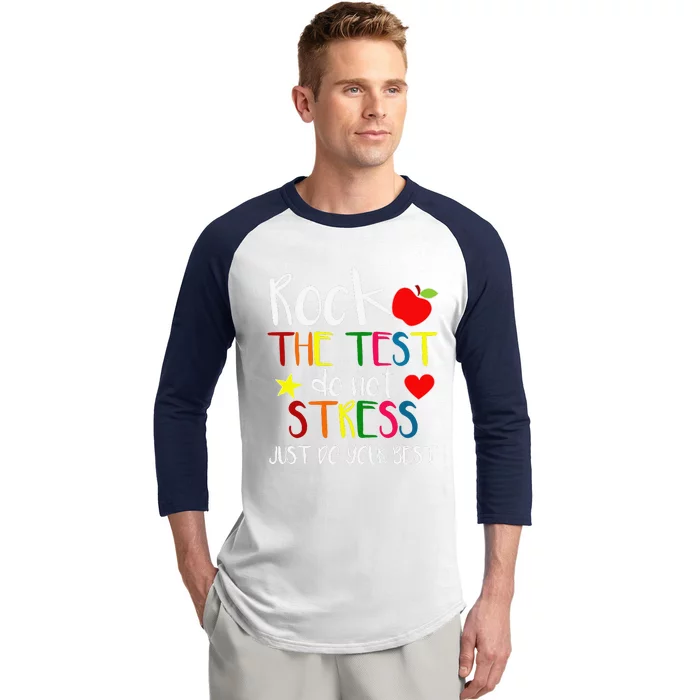 Rock The Test Teacher Test Day Testing Day Funny Teacher Baseball Sleeve Shirt