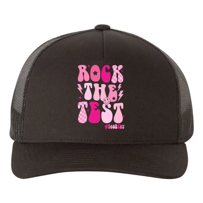 Rock The Test Testing Day Retro Motivational Teacher Student Yupoong Adult 5-Panel Trucker Hat