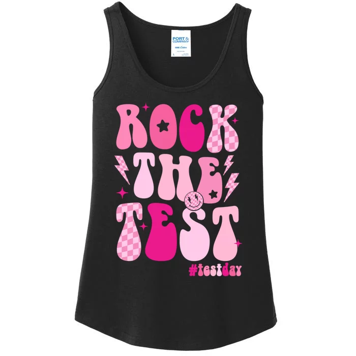 Rock The Test Testing Day Retro Motivational Teacher Student Ladies Essential Tank