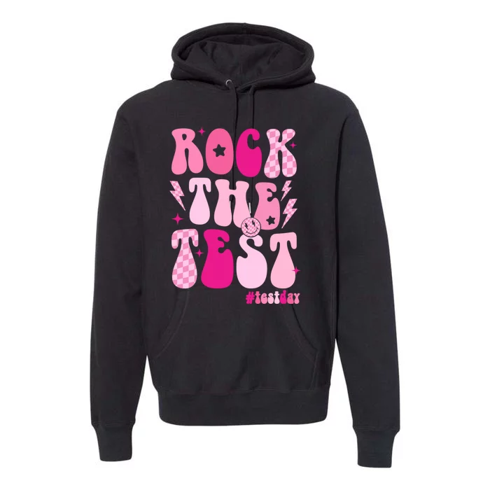 Rock The Test Testing Day Retro Motivational Teacher Student Premium Hoodie