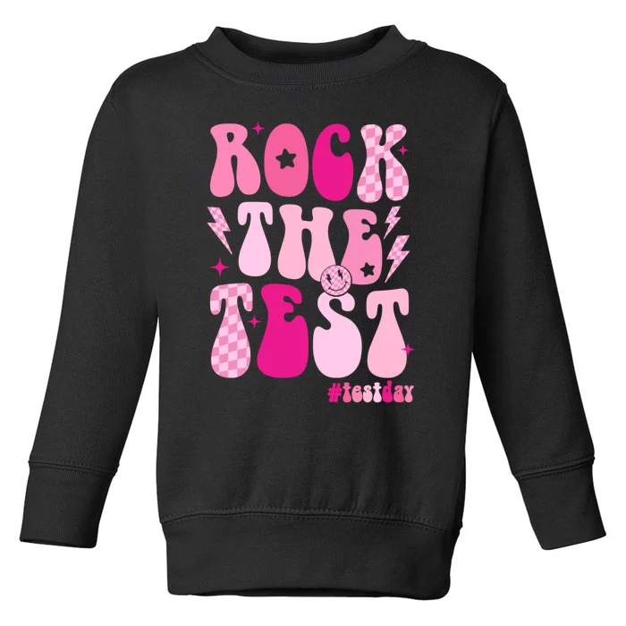 Rock The Test Testing Day Retro Motivational Teacher Student Toddler Sweatshirt