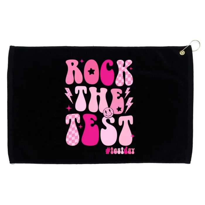 Rock The Test Testing Day Retro Motivational Teacher Student Grommeted Golf Towel