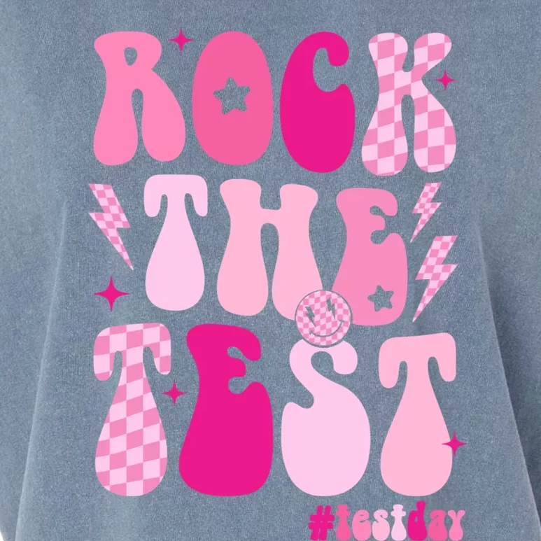 Rock The Test Testing Day Retro Motivational Teacher Student Garment-Dyed Women's Muscle Tee