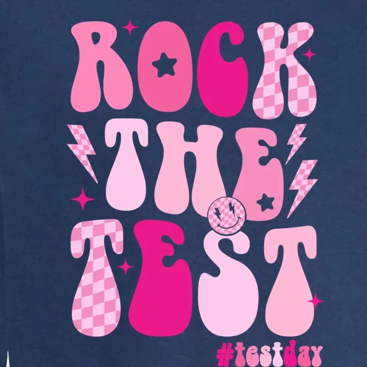 Rock The Test Testing Day Retro Motivational Teacher Student Garment-Dyed Sweatshirt