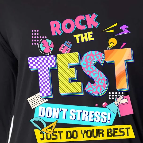 Rock The Test Dont Stress Testing Day Teachers Students Cooling Performance Long Sleeve Crew