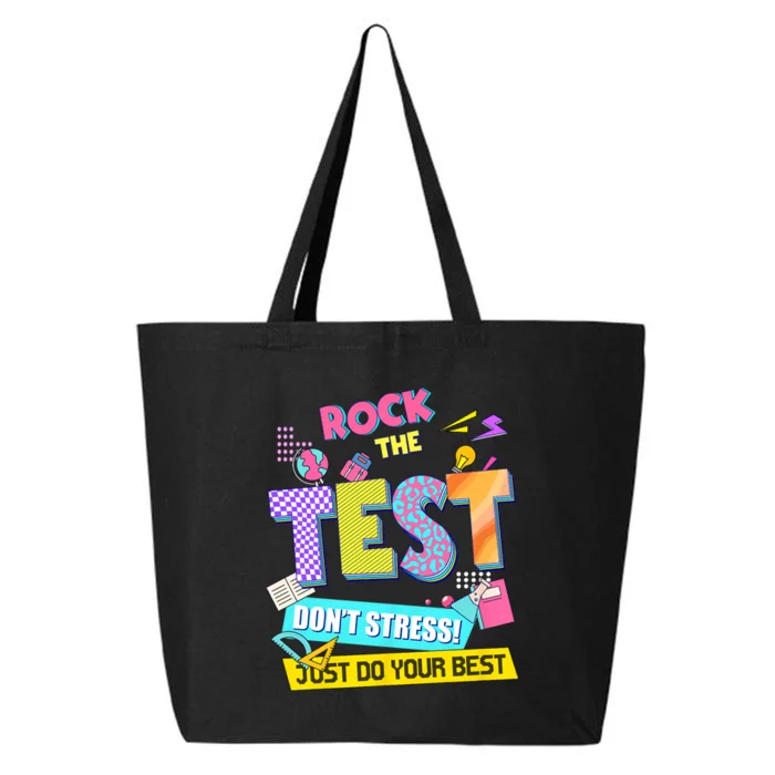 Rock The Test Dont Stress Testing Day Teachers Students 25L Jumbo Tote