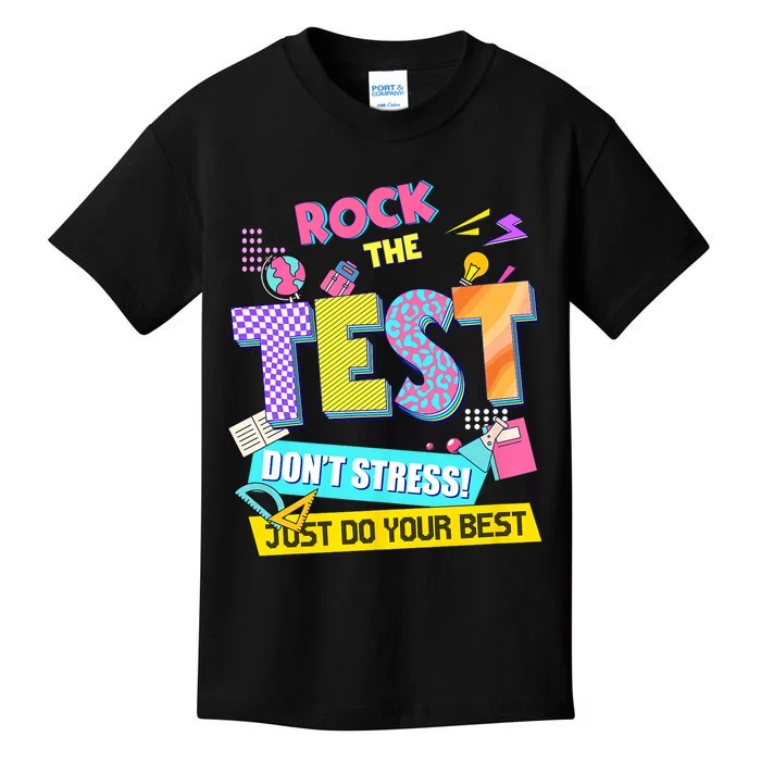 Rock The Test Dont Stress Testing Day Teachers Students Kids T-Shirt