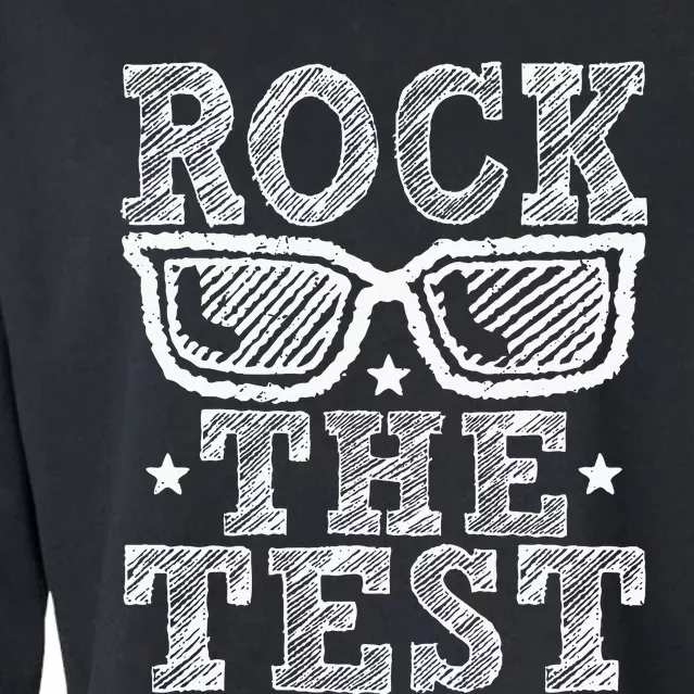 Rock The Test Testing Day Retro Motivational Teacher Cropped Pullover Crew