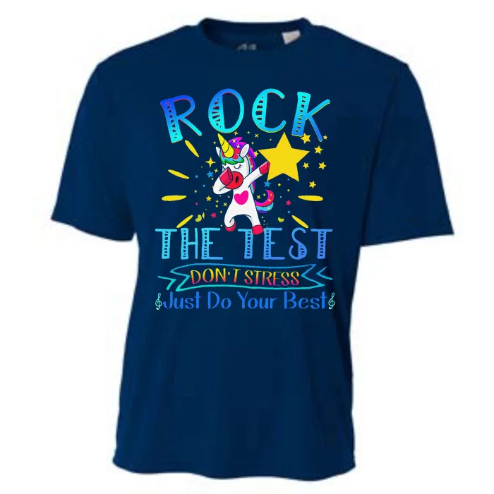 Rock The Test Teacher Test Day Testing Day Funny Teacher Cooling Performance Crew T-Shirt