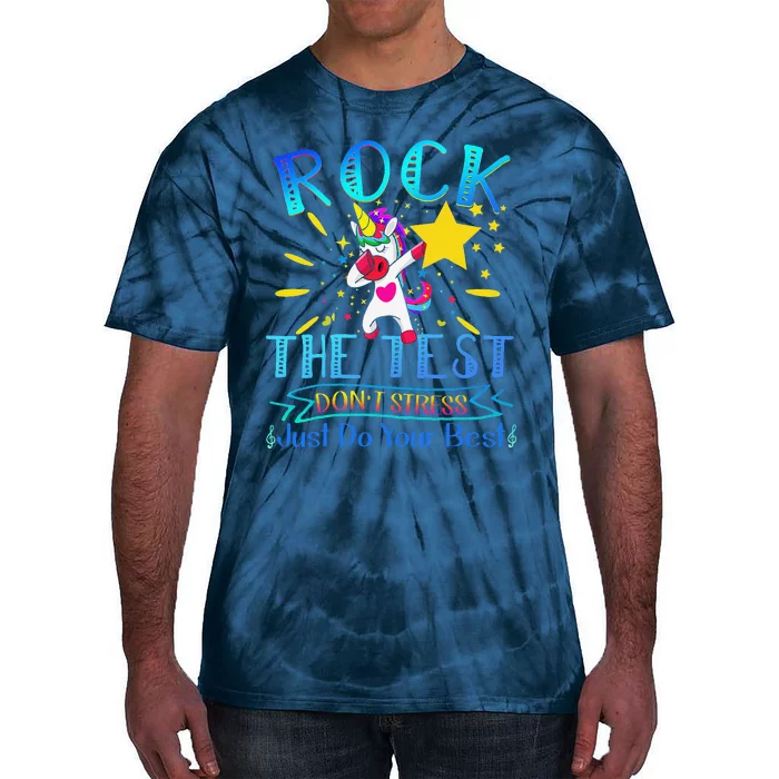 Rock The Test Teacher Test Day Testing Day Funny Teacher Tie-Dye T-Shirt