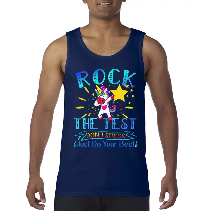 Rock The Test Teacher Test Day Testing Day Funny Teacher Tank Top