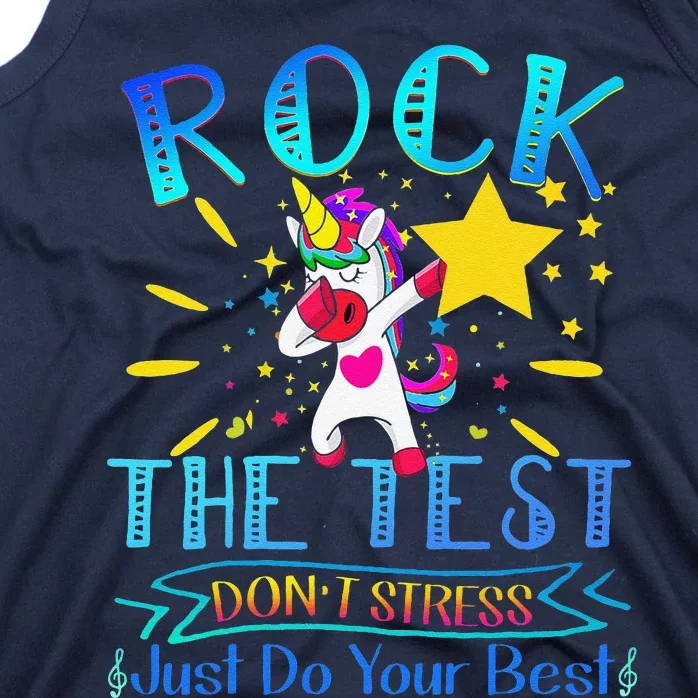 Rock The Test Teacher Test Day Testing Day Funny Teacher Tank Top