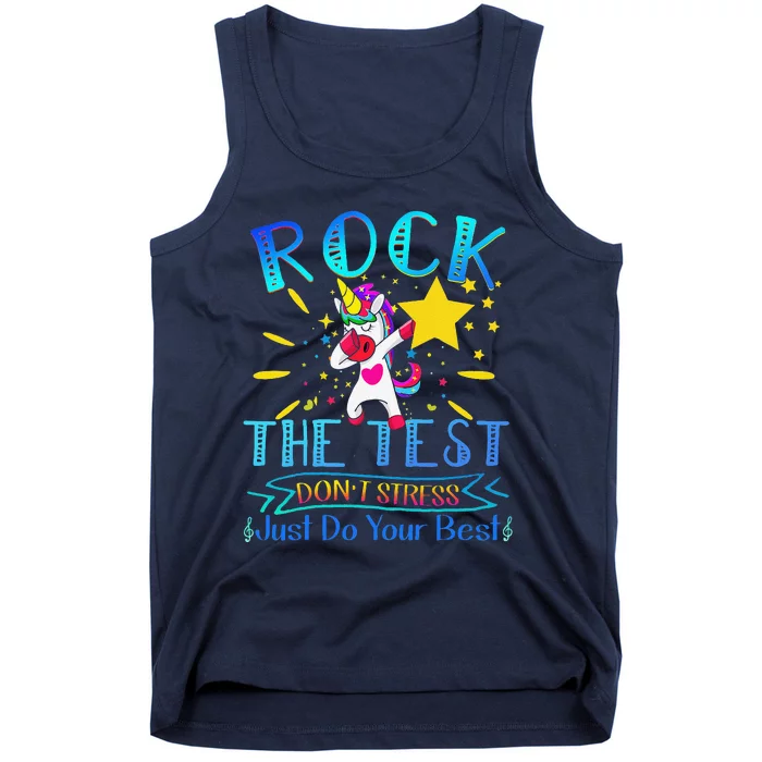 Rock The Test Teacher Test Day Testing Day Funny Teacher Tank Top