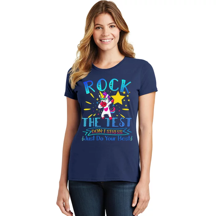 Rock The Test Teacher Test Day Testing Day Funny Teacher Women's T-Shirt