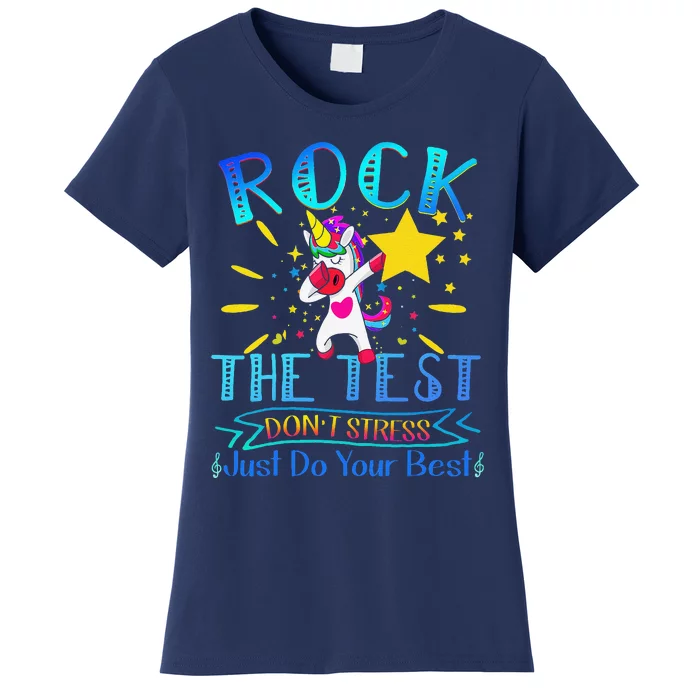 Rock The Test Teacher Test Day Testing Day Funny Teacher Women's T-Shirt