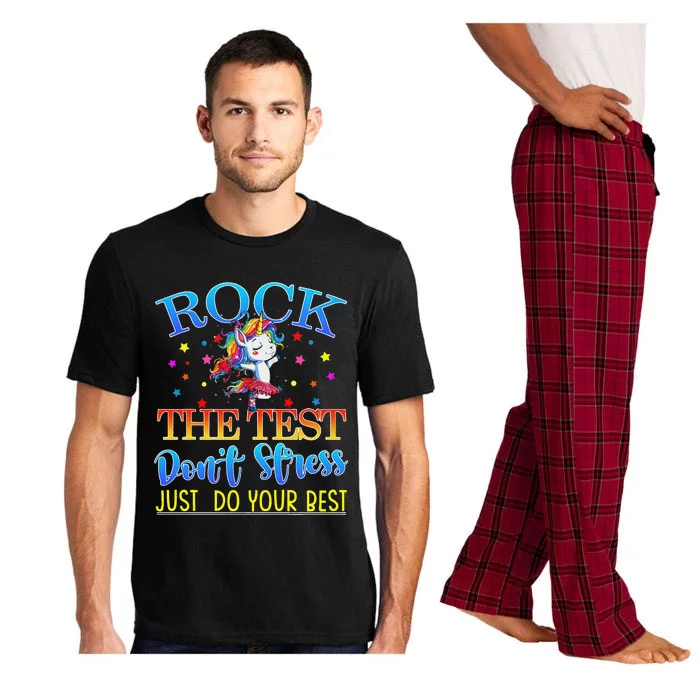 Rock The Test Teacher Test Day Testing Day Unicorn Teacher Pajama Set