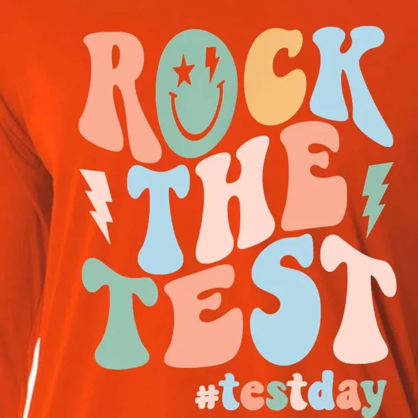 Rock The Test Testing Day Retro Motivational Teacher Student Cooling Performance Long Sleeve Crew