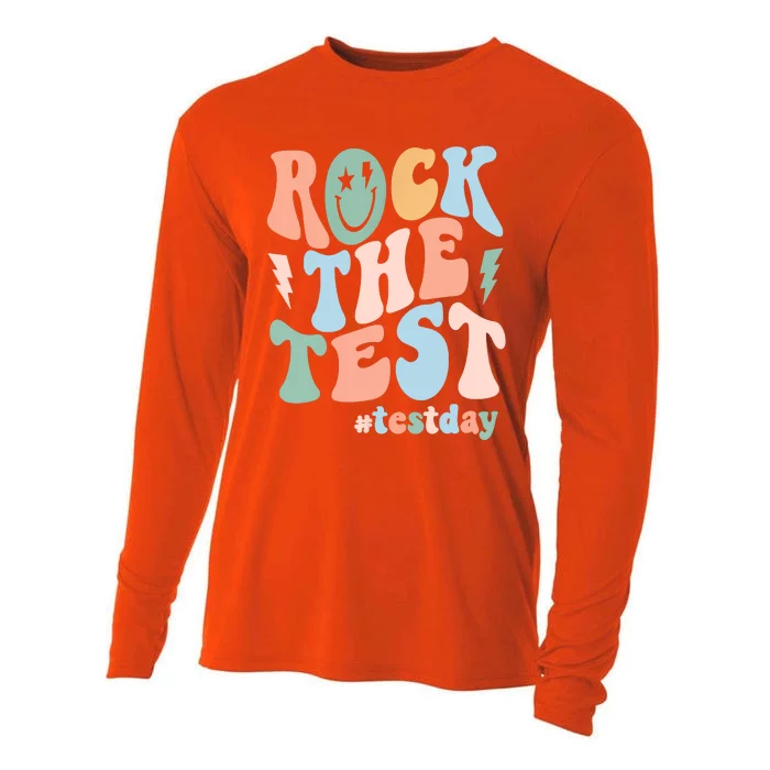 Rock The Test Testing Day Retro Motivational Teacher Student Cooling Performance Long Sleeve Crew