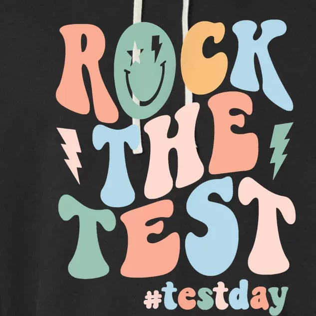 Rock The Test Testing Day Retro Motivational Teacher Student Garment-Dyed Fleece Hoodie