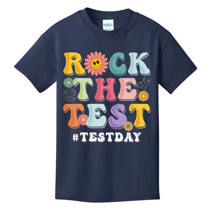 Rock The Test Testing Day Groovy Motivational Teacher Kids T-Shirt